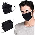 GIMO Disposable Face Masks, 100PCS Disposable Face Masks Face Mask 3 Layer Dust Filter Masks Mouth Cover with Elastic Ear Loop (Black 100PCS)