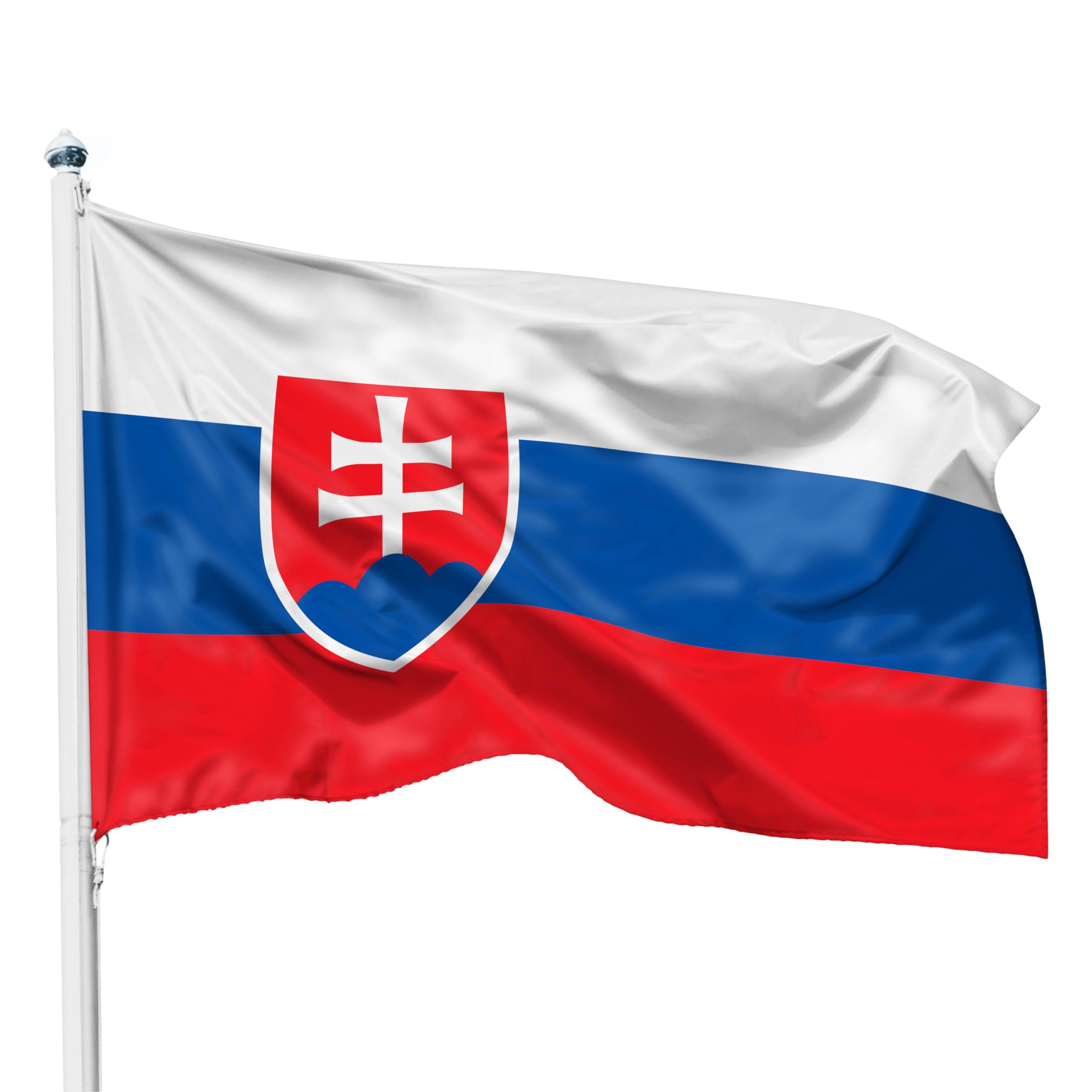 PHENO FLAGS Slovakia flag - Slovak flag 90 x 150 cm with brass eyelets - durable flag for flagpole - 100% polyester