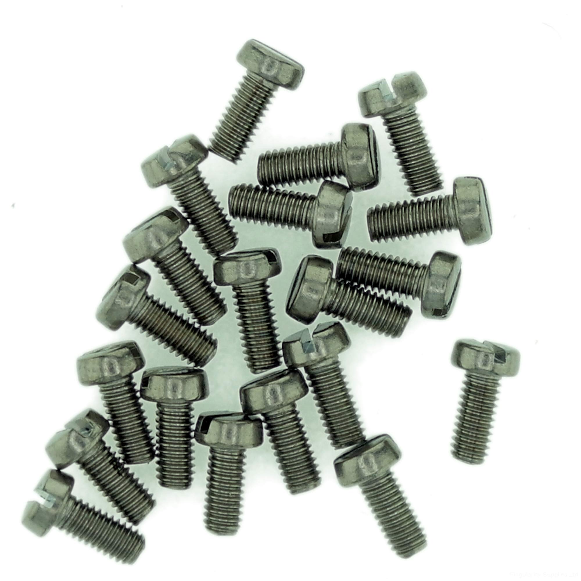 M1.2 (1.2mm x 10mm) Slot Cheese Machine Screw (Bolt) - Stainless Steel (A2) (Pack of 20)
