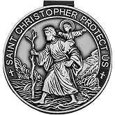 St. Christopher Medal for Car, Metal Saint Christopher Visor Clip, Talisman for Safety, Automotive Visor Accessories,Gift for Drivers, Families, Friends