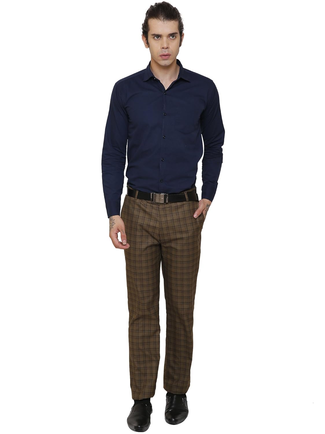 ad & av men's formal trouser (293_checks_dark_aa )