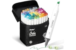 Ohuhu Alcohol Markers - AP Certificated 80-color Dual Tips Art Marker Set for Artist Designer Adults Coloring Illustration, Chisel and Fine Dual Tips, Oahu of Ohuhu Markers, Refillable
