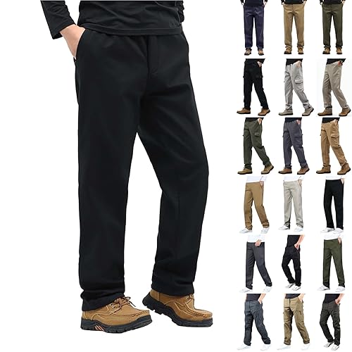 Mens Thermal Trousers Fleece Lined Joggers Loose Fit Sherpa Jogging Winter Warm Tracksuit Bottoms Sweatpants Elasticated Waist Outdoor Walking Track Pants