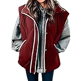 SHEWIN Puffer Vest Causal Sleeveless Quilted Jackets Zip Up Outerwear Vests Womens Fall Fashion 2024