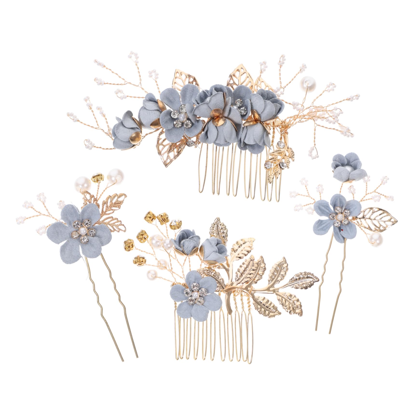 Beavorty 4pcs headgear hair clips for women pearl hair clips hair jewelry Bridal Hair wedding Rhinestone Hair Sticks for women hair pin bride rhinestones cloth Bobby