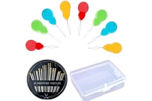 30 Pieces Gourd Shaped Needle Threaders and 30-Count Assorted Sewing Needles, Plastic Wire Loop DIY Needle Threader Hand Machine Sewing Tool and Sewing Needles for Handsewing with Clear Box