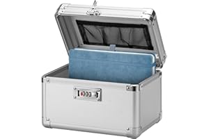 LOCKCURX Lockable Storage Box - Medicine Box Organizer with Combination Code, Lock Boxes for Personal Items, Childproof Phone Lockbox for Home/Office/School Storage Lockers, 10.2x6.8x6.9 Inch, Silver