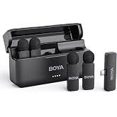 BOYA BY-V4U Wireless Lavalier Microphone for iPhone 17/16/15 Series Type C Smartphone with Charging Case, 4-Channel Mono Output, Omnidirectional Noise Cancelling Lapel Mic for Video Recording Podcast