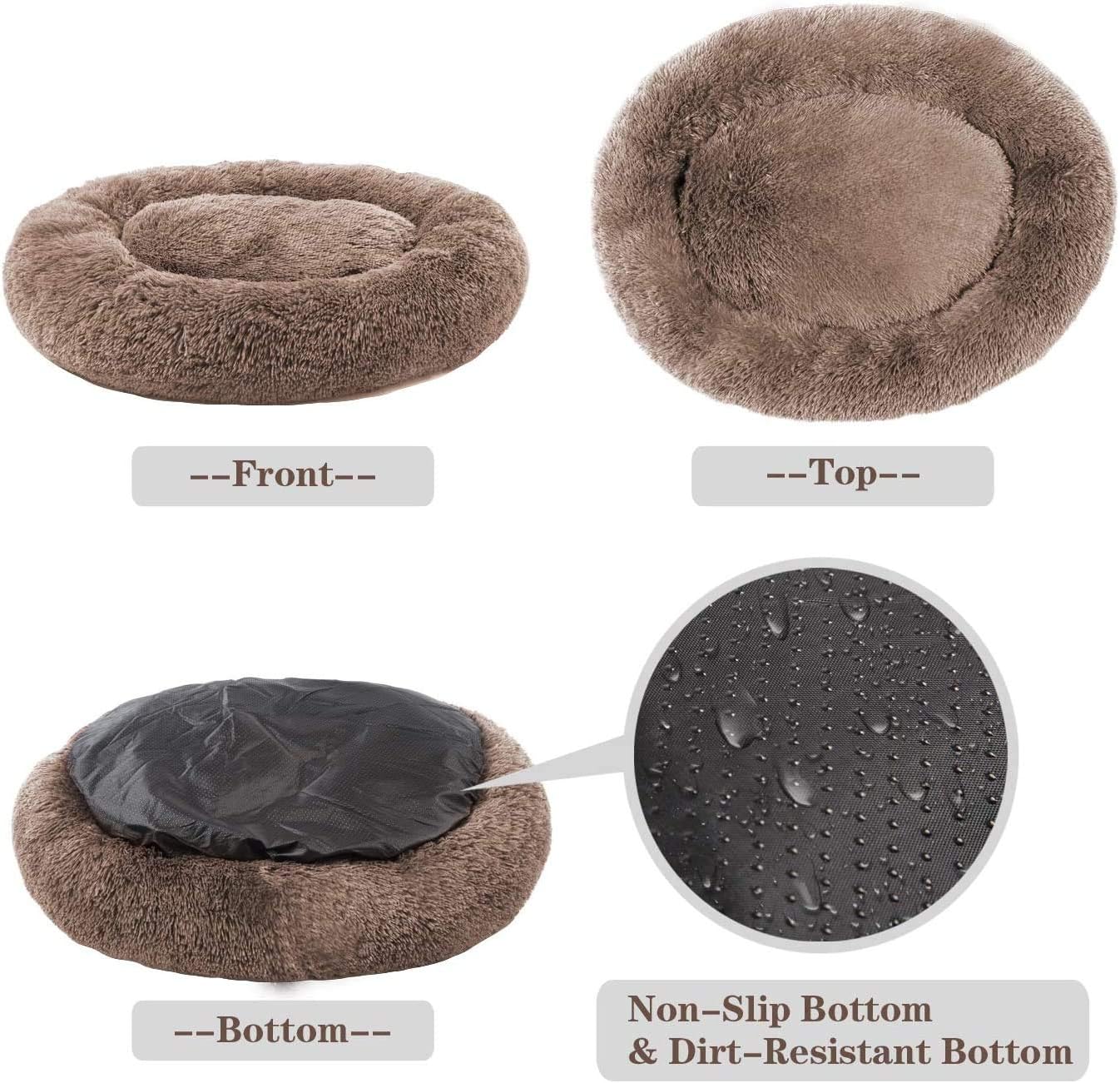 Mirkoo Calming Dog Bed, ultra soft & Warm and Comfortable Round Bed, Self-Warming and Washable, Khaki, 50 x 50 x 15 cm (L x W x H) - Image 4