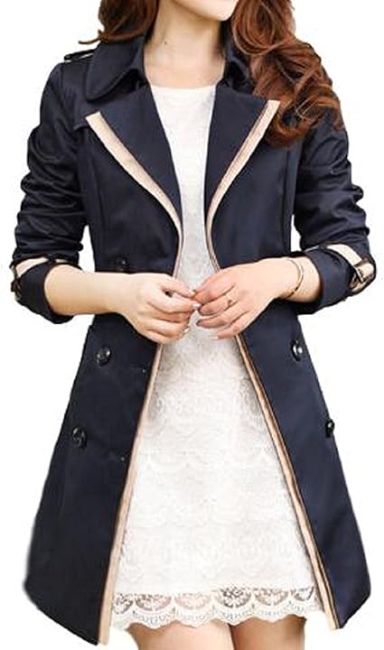 Amazon Happyjp レディース スプリング コート 春 トレンチコート アウター ロング丈 コート エレガント 通勤 コート ジャケット 通販