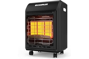 CAMPLUX ENJOY OUTDOOR LIFE CAMPLUX Propane Heater Indoor and Outdoor, 6000 to 18000 BTU 3 Modes Propane Cabinet Heater with ODS & Tip-over Protection, Garage Radiator with Gas Regulator & Hose Heat up to 450 Sq.Ft