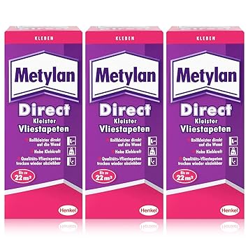 Henkel Metylan Direct Tapetenkleister für Vlies-Tapeten 200g ( 3er Pack )