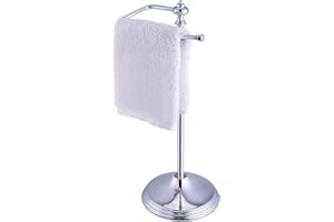 SunnyPoint Heavy Weight Classic Decorative Metal Fingertip Towel Holder Stand for Bathroom, Kitchen, Vanity and Countertops; Hanging Bar is 14.2" Height (Chrome, 15.6" x 5.6" x 5.6")