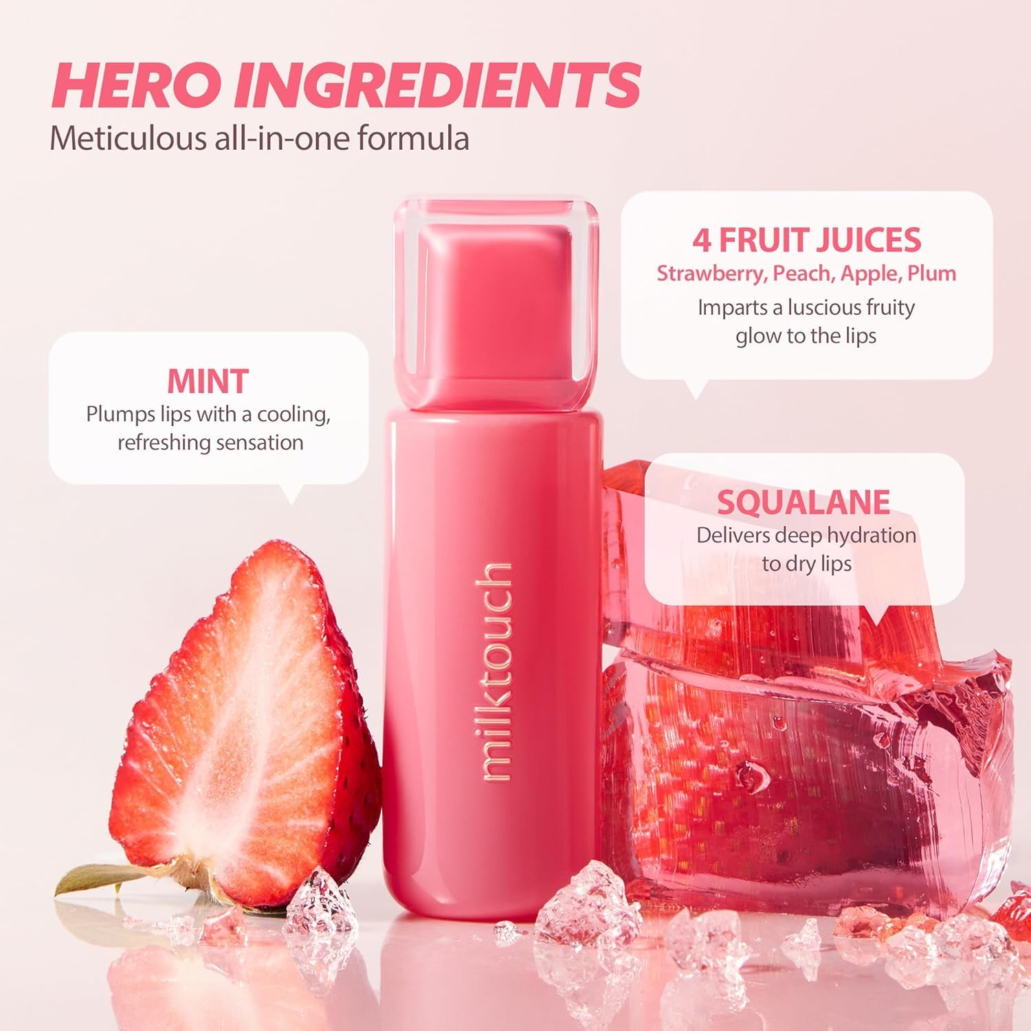 MILKTOUCH Jelly Fit Lip Tint (10 Fallen Coco) with Cooling Plumping Effect and Water-Based Non-Sticky Texture | Long Lasting Korean Beauty Lipstain Tinted Gloss Oil Stocking Stuffers, Christmas Gifts