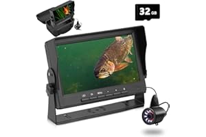 MOOCOR Underwater Fishing Camera with DVR - [2023 Upgrade] Bracket Ice Fishing Camera Underwater, Portable Fish Finder, 7'' Monitor, 12pcs IR & 12pcs LED Lights for Dark, Underwater Camera for Fishing