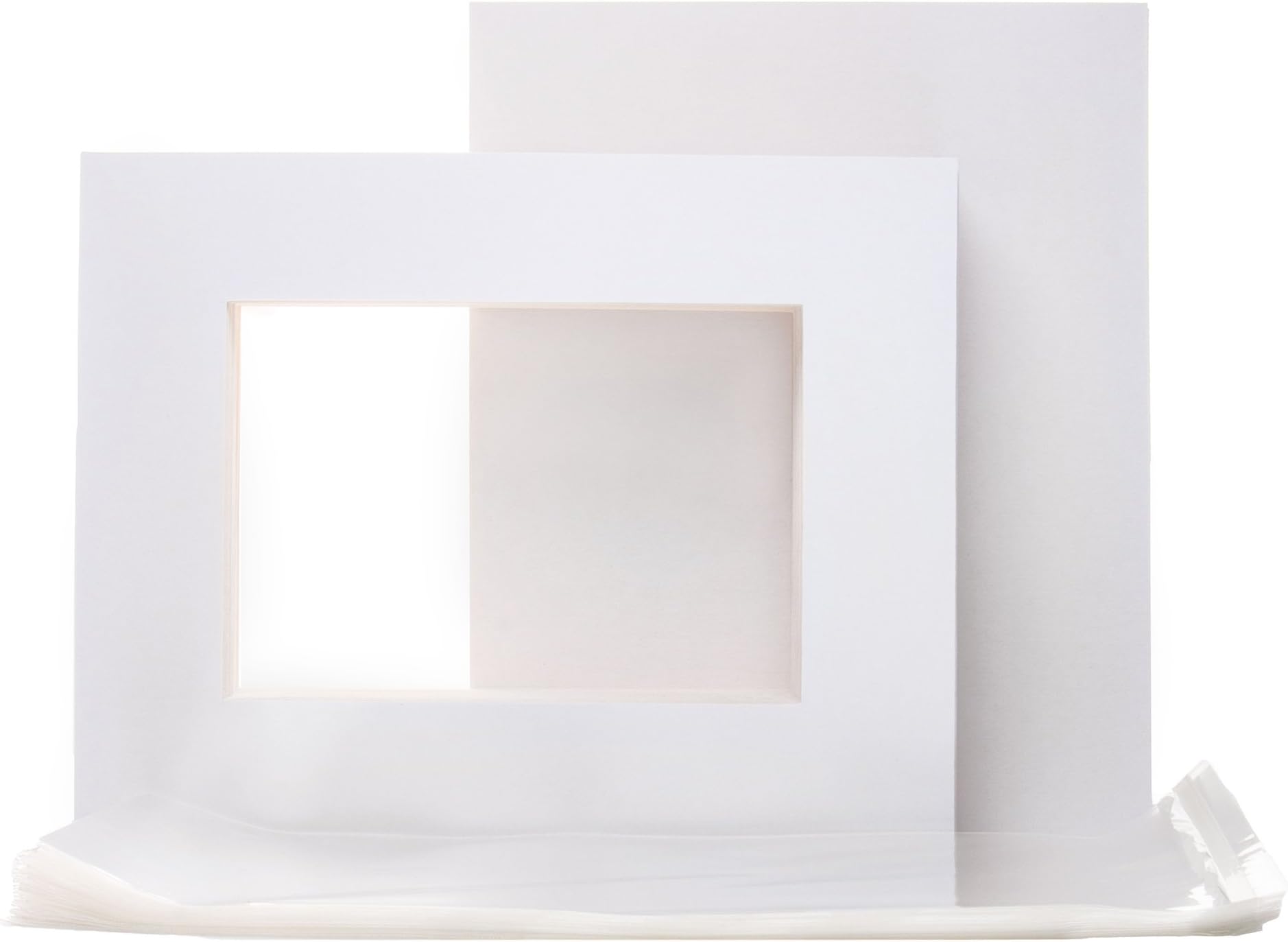 Pack of 25 11" x 14" Inch Pre-Cut White Picture Mats Mattes for  Photo + Backing + Bags (11 x 14 25-Pack Complete Set)