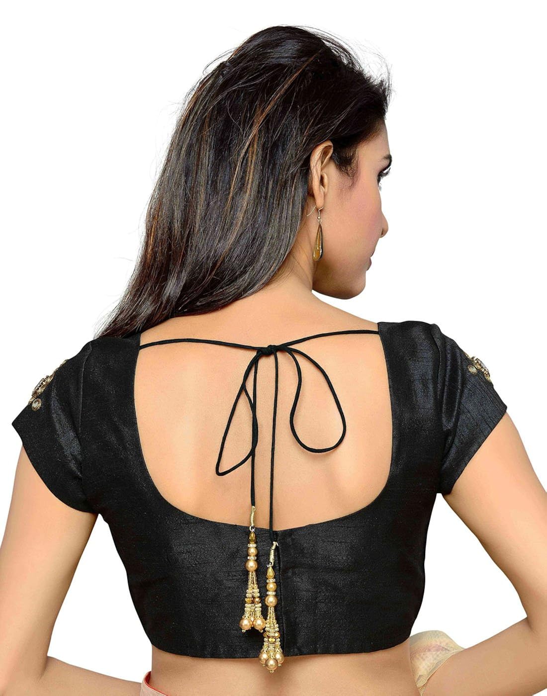 studio shringaar polyester solid black designer blouse