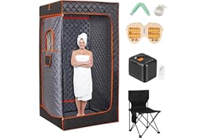 Outmax Portable Sauna for Home, Portable Steam Sauna with 3L Steamer, Sauna Tent Sauna Box for Gym Yoga, Pilates, Home Spa Relaxation (Orange)