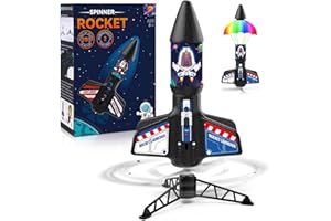 Eieymct Rocket Launcher for Kids - Self-Launching 200 ft Motorized Outdoor Electric Play Toy, High Flying Kids' Play Air Rocket with Launch Set, Birthday Toys Gifts for Boys 8-12, Rocketship Pattern