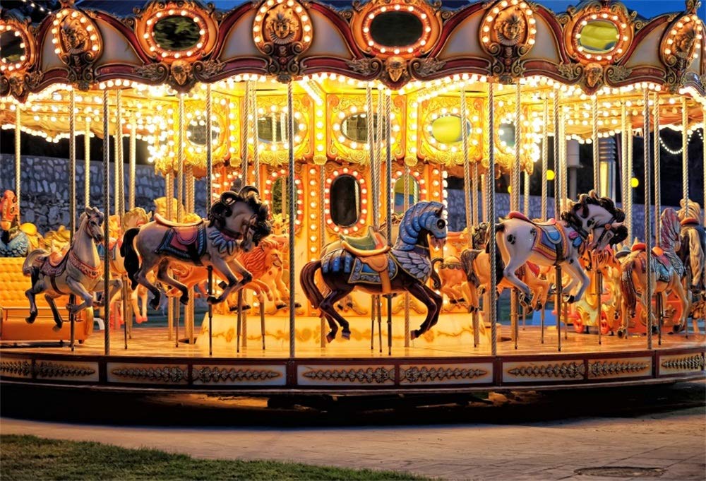 LFEEY 10x8ft Kids Children Funfair Carousel Backdrops for