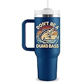Fishing Gifts for Men Dad Fisherman- Fishing Stuff for Men, 40oz Travel Cup Insulated Tumbler with Handle & Straw