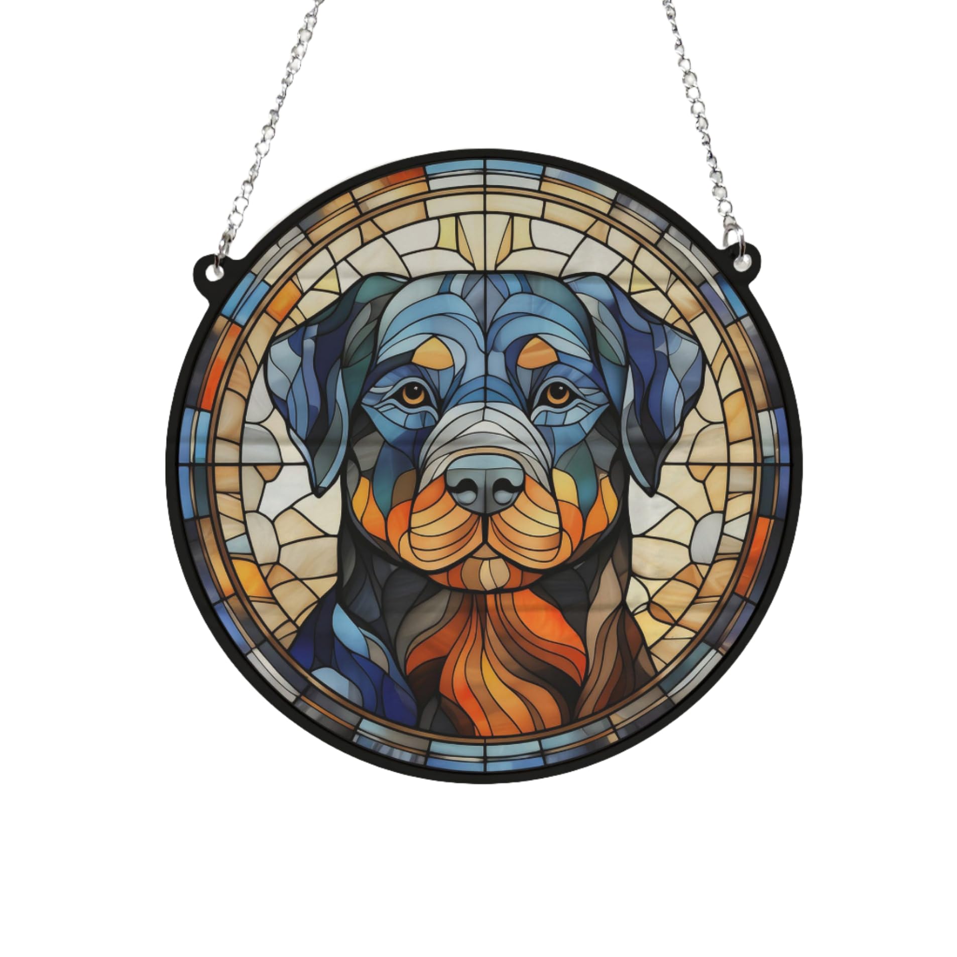 Rottweiler Stained Glass Effect Suncatcher Gift for Dog Lovers - 19cm