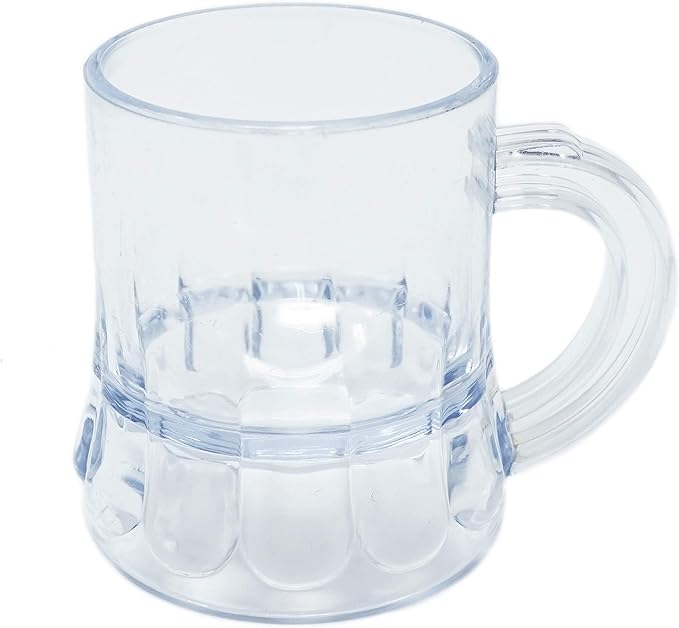 Mini Clear Plastic Beer Mug Shot Glasses 1.75" Tall (12