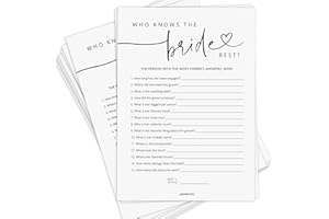 GardenCity Bridal Shower Games, Who Knows The Bride Best Bridal Shower Game for 50 Guests, Minimalist