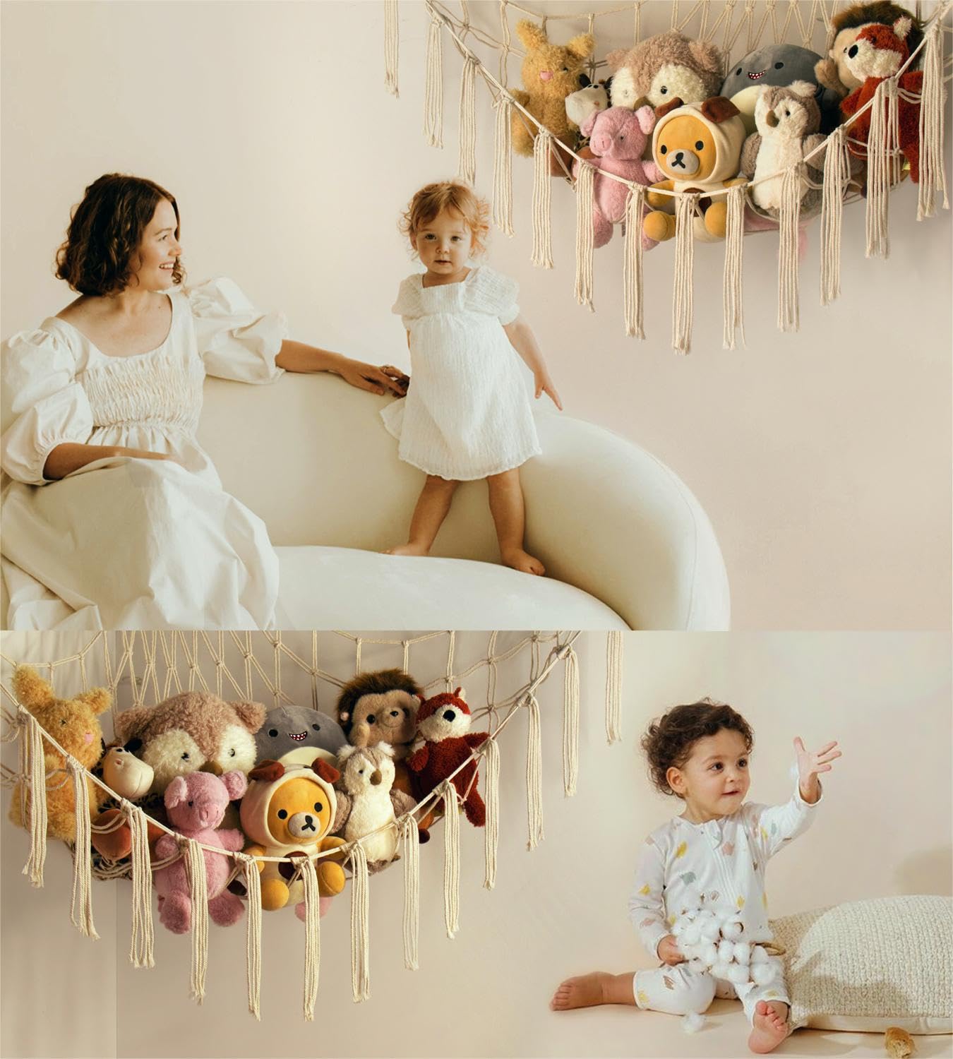 Stuffed Animal Storage Hammock Net - Toy Hammock Net for Stuffed Animals Corner - Hanging Stuff Animal Organizer Holder Large Size Baby Nursery Room Decor