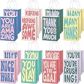16 Pcs Thank You Gift Bags Bulk Employee Associate Appreciation Vintage Cute Paper Bags with Handle for Coworkers Staff Team Teachers Valentine's Day Gift Bag for Thank You Party Favors Supplies
