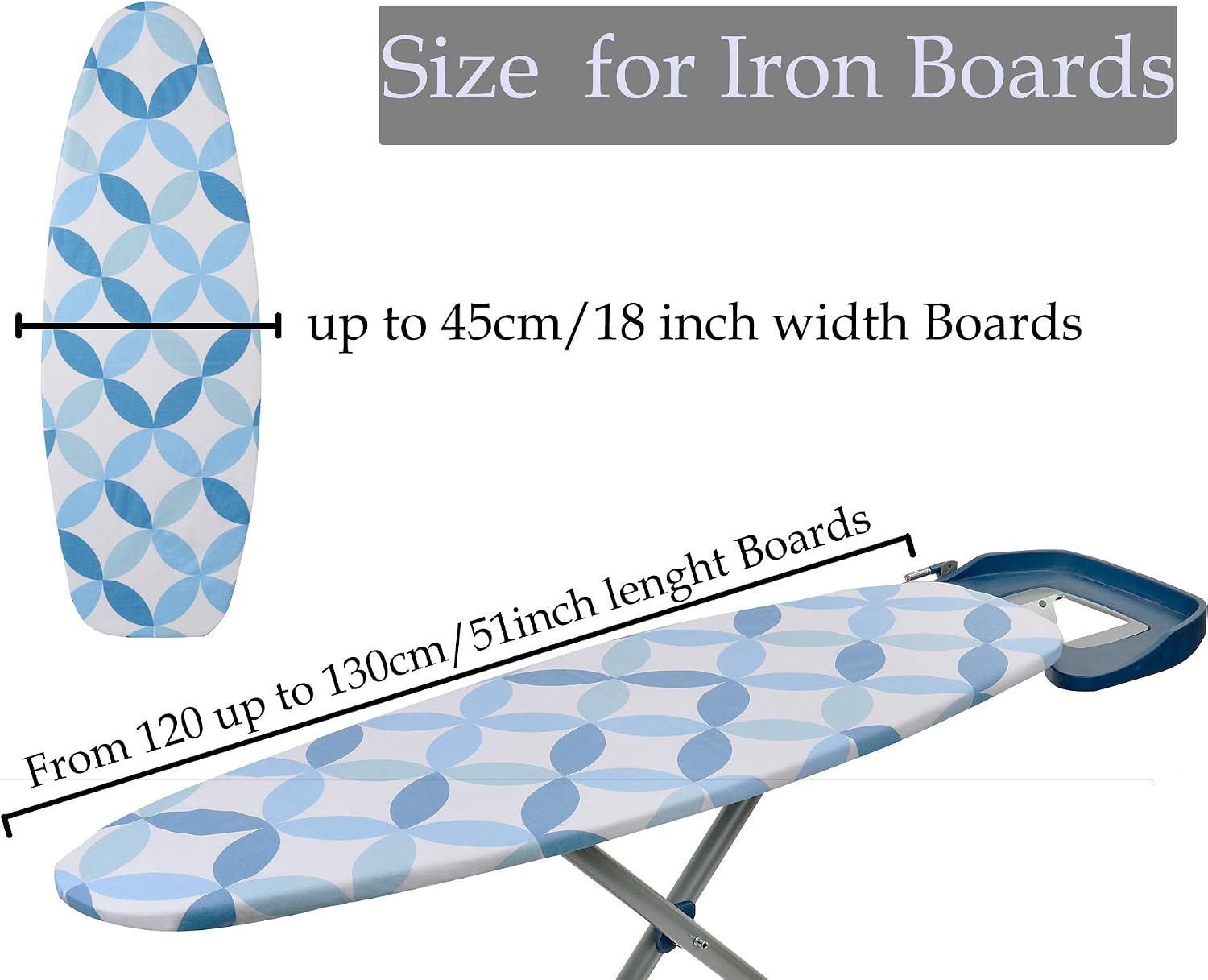 Extra Thick 7mm ironing board cover Designed in the UK. Ironing board covers fit all boards 145 cm in length and 54cm in width. ironing board covers large and medium.Full-Size Scorch Resistant Padding - Image 3