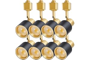 AIBISOD 10W H Track Lighting Heads 3000K Warm White Track Light Head Flxible Bright Black Gold Dimmable LED Track Lighting Fixtures for Accent Kitchen Office, Flicker Free CRI90+ 24° 900lm Pack of 8