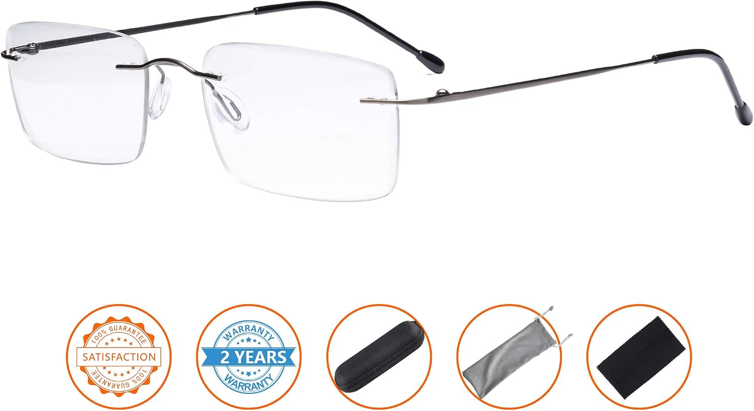 CessBlu Rimless Reading Glasses Lightweight Readers for Men (Gunmetal) +2.5 - Image 3