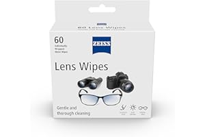 ZEISS Lens Cleaning Wipes, Pre-Moistened, Individually Wrapped Wipes for Coated Glass on Binoculars, Glasses, Sunglasses, Camera Lenses, and Scopes, 60 Count