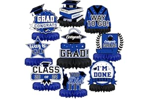 NUTTYBASH 9 PCS Graduation Centerpieces for Tables 2024, Graduation Party Decorations Class of 2024 Congrats Grad Honeycomb Centerpieces, Congrats Grad Party Favor Supplies