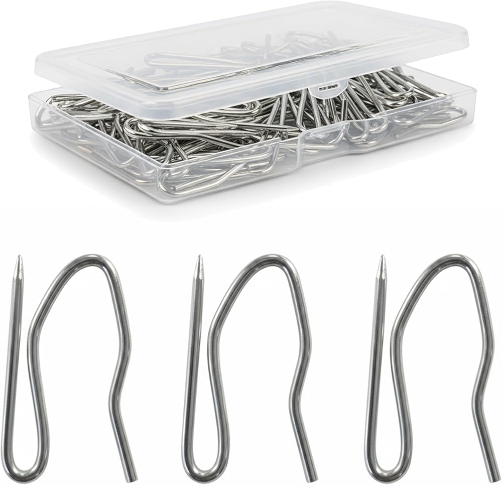 The Bead Shop Heavy Duty Curtain Hooks Pin Hooks Pack of 50 Silver 34x19mm