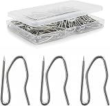The Bead Shop Heavy Duty Curtain Hooks Pin Hooks Pack of 50 Silver 34x19mm