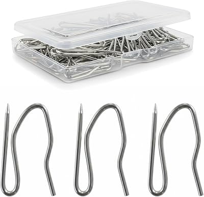 The Bead Shop Heavy Duty Curtain Hooks Pin Hooks Pack of 50 Silver 34x19mm