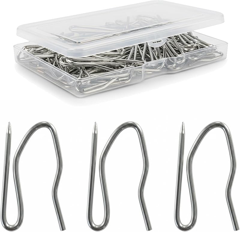The Bead Shop Heavy Duty Curtain Hooks Pin Hooks Pack of 50 Silver 34x19mm