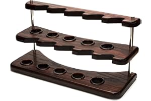 Wooden Tobacco Pipe Stand Rack Case Display Holder for 10 Smoking Pipes Hand Carved by KAFpipeWorkshop from Solid AshTree Wood