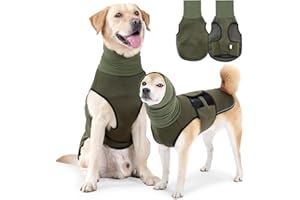 ODSSTAIPS Dog Anxiety Vest Hoodie,Dog Thunder Jacket Anxiety Calming Vest with Hoodie Head Cover Sleeves,Dog Anxiety Relief Coat Hooded for Thunderstorm,Travel and Vet Visits,Green XXL