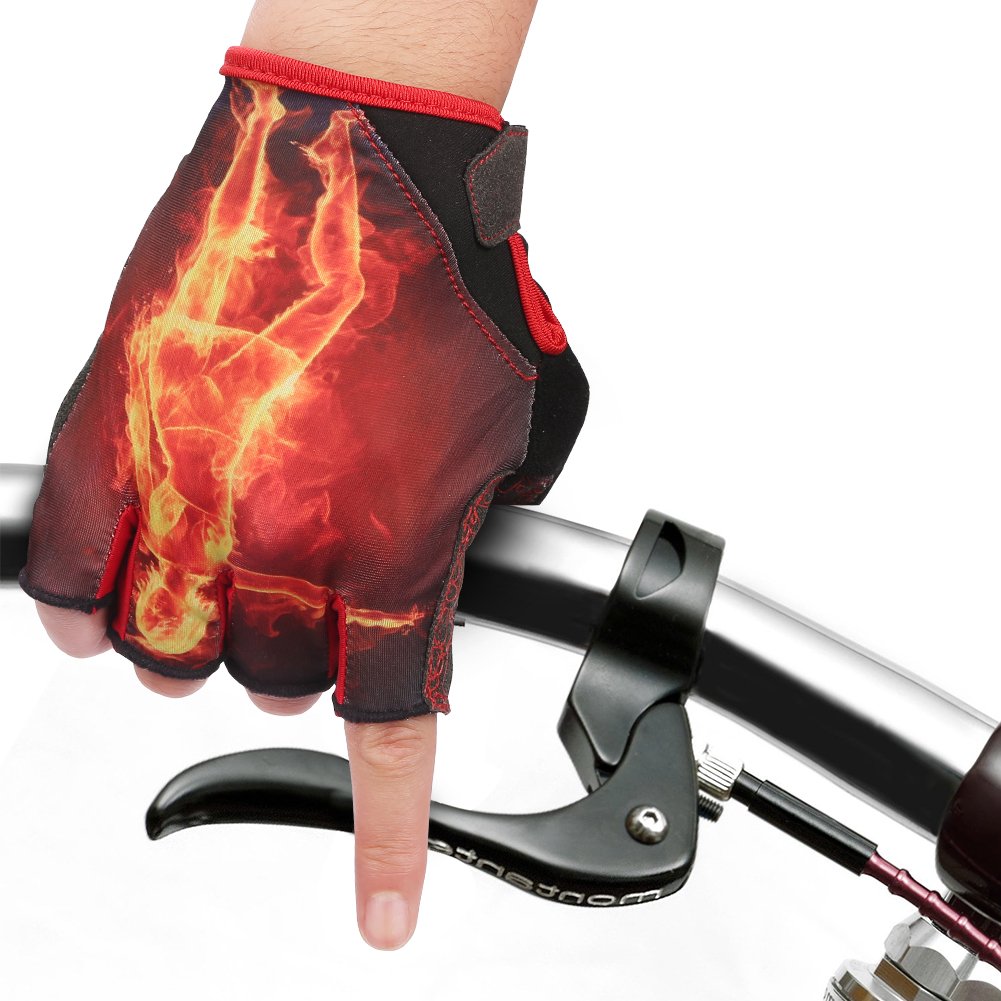 Workout gloves,Full Palm Protection Gym Gloves Bicycle Motorcycle Shockproof Foam Padded Outdoor Sports Half Finger Short Gloves for Weight Lifting,Fitness and More (red, M-7.50”-8.30”)