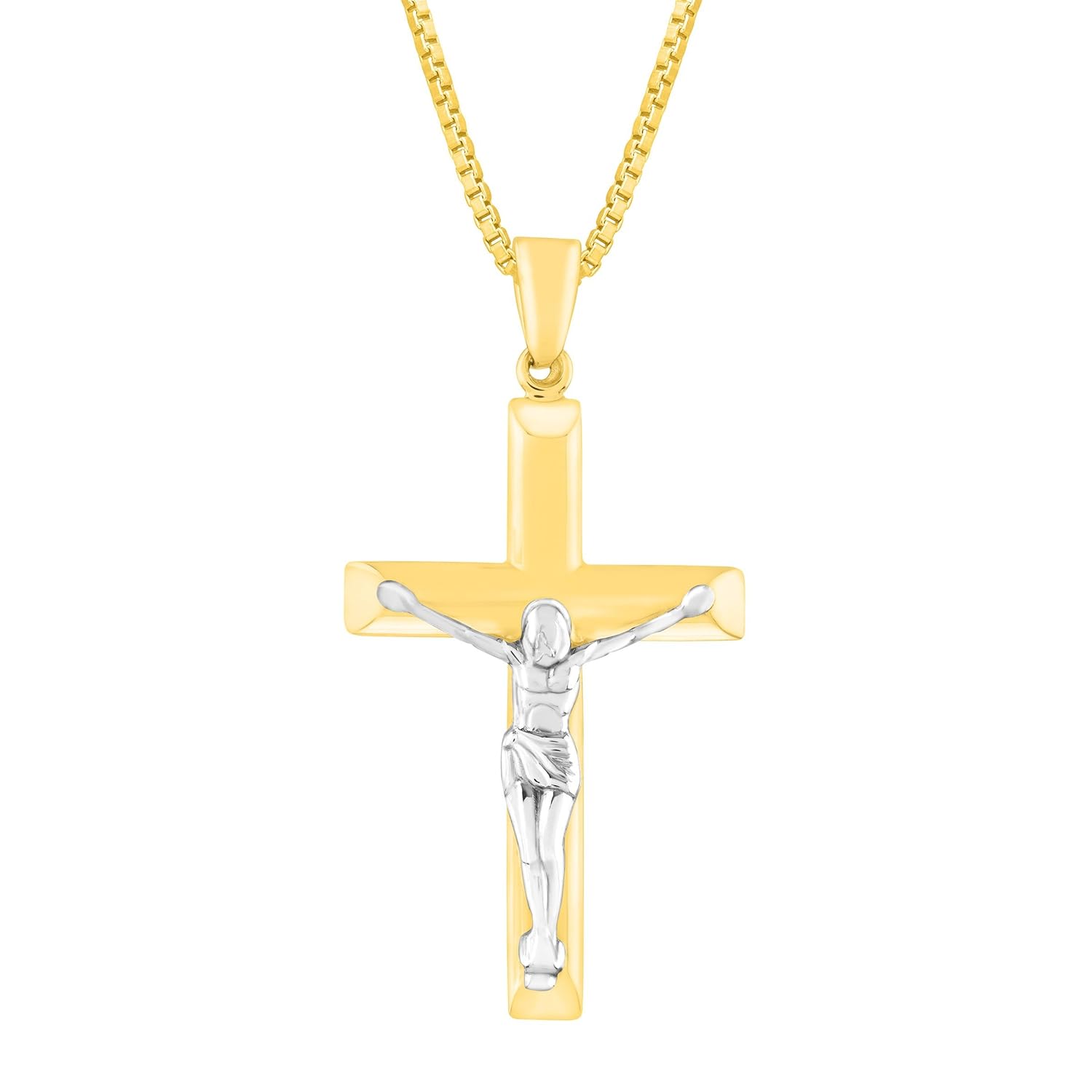 Crucifix Cross Pendant Necklace in 14K GoldBonded Sterling