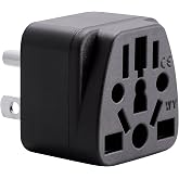 Unidapt US Travel Plug Adapter, EU UK AU China to USA Type B, 1-Pack | Grounded 3 Prong American Wall Plug, Australia NZ to America Travel Adaptor Pin Converter, Power Outlet Charger