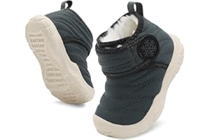 BARERUN Barefoot Baby Boys Girls Boots Warm Winter House Shoes for Toddler Girls Boys Waterproof Fleece Kids Snow Boots Faux Fur Infant Booties Walking Shoes for Indoor Outdoor