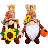 2pcs Fall Thanksgiving Gnomes Plush Decorations for Home, Cute Thanksgiving Gnomes Plush Pumpkin Maple Leaves Fall Gnome Set Home Indoor Table Tiered Tray Decor, Harvest Autumn Holiday Decoration Gift
