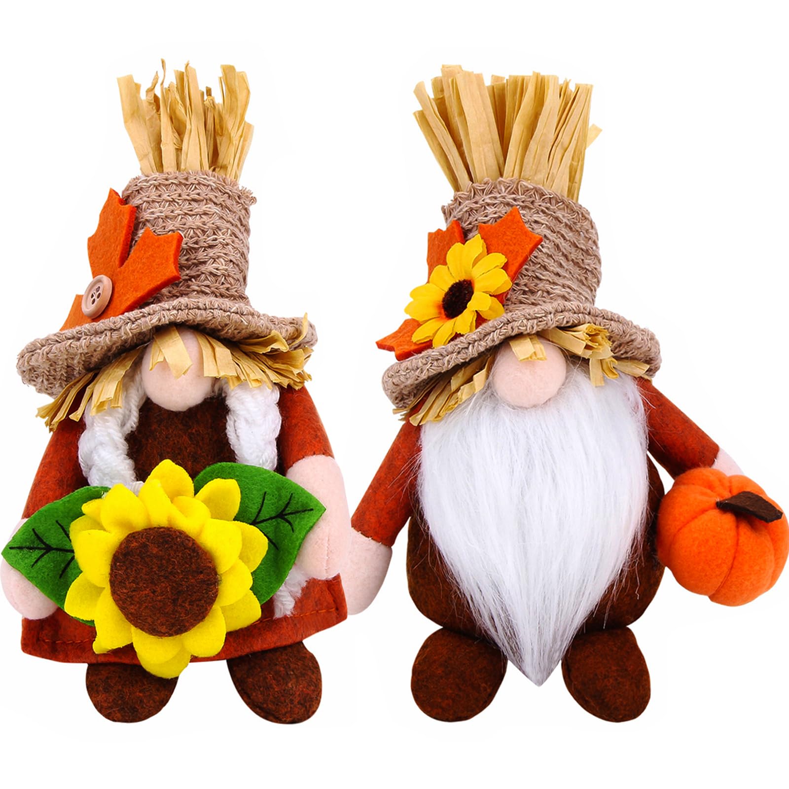 Photo 1 of 2pcs Fall Thanksgiving Gnomes Plush Decorations for Home, Cute Thanksgiving Gnomes Plush Pumpkin Maple Leaves Fall Gnome Set Home Indoor Table Tiered Tray Decor, Harvest Autumn Holiday Decoration Gift