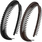 Alpinleux 2 Pcs Headband with Teeth, Comfortable Headbands for Women with Teeth, Fashion Comb Headband, Plastic Head Bands for Women's Hair Non Slip (4.3''×0.7'', Black, Coffee)