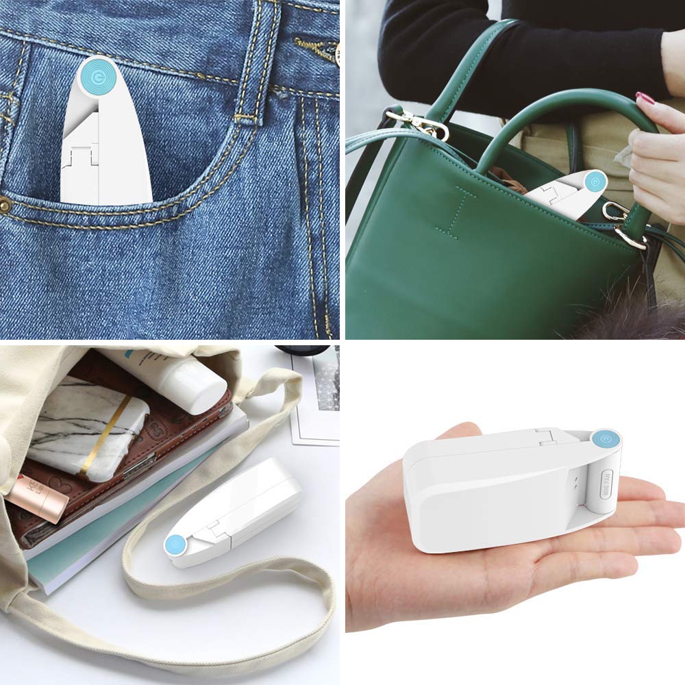 KuDiff Mini Handheld Fans Personal Fan Dual Heads Battery Operated Portable USB Rechargeable Small Desk Fan Electric Pocket Folding Fan for Travel/Home/Outdoor/Work/Summer (Pink Dual Head) (White)