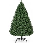 6ft Artificial Christmas Tree, Realistic Full Unlit Holiday D&eacute;cor | 750 Branch Tips, Classic Full Shape, Hinged Branch Design, Foldable Stand, DIY Decoration Friendly for Home, Office &amp; Party